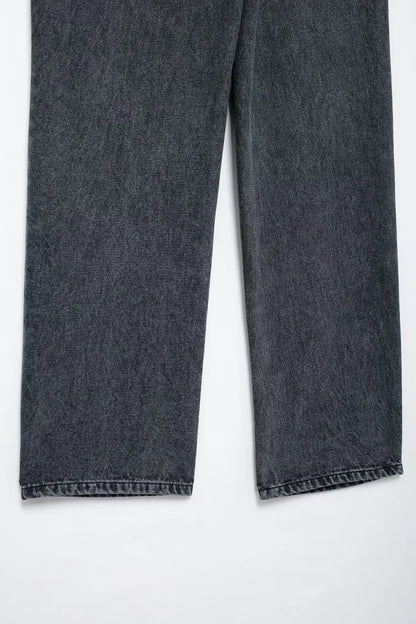 Jeans For Women 2024 Denim Solid Loose Zipper Fly Female Hole Trouser Pockets Wild Basic Commute Woman Wide Leg Long Pant