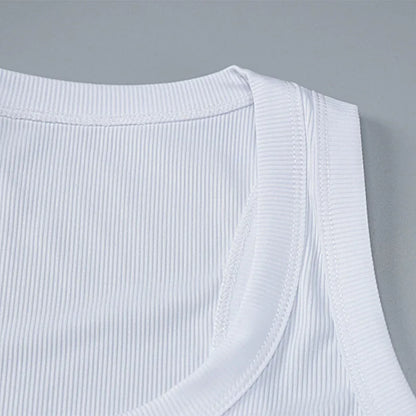 Ribbed Square Neck White Sexy Slim Y2K Crop Tank Top Summer Women Goth Clothes Streetwear Vacation Casual Wholesale
