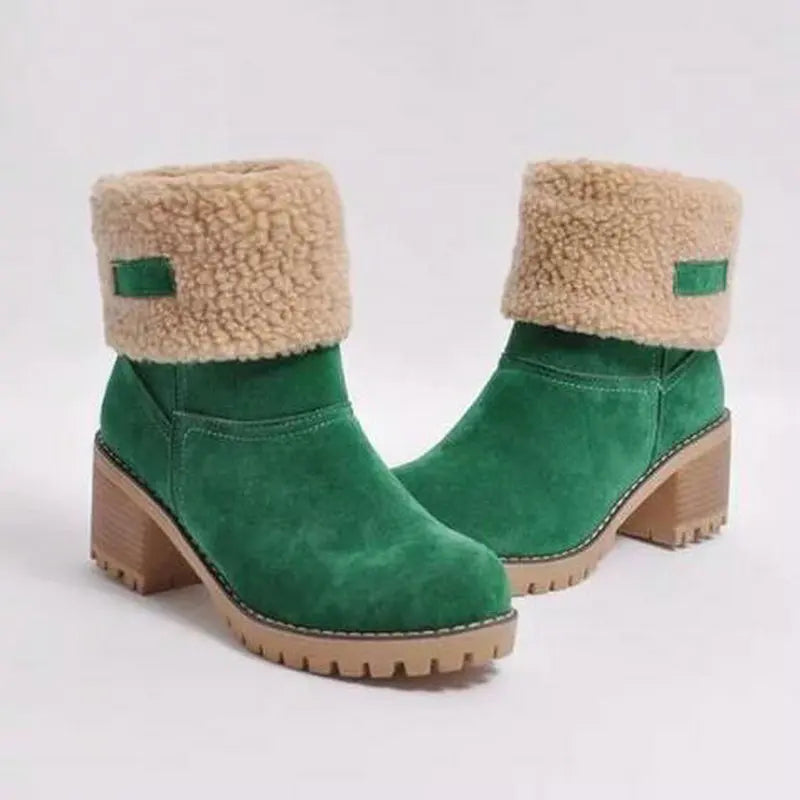 Winter Boots for Women New Snow Keep Warm Fur Booties Comfort Cuffed Wool Ankle Boots Platform Wedges Cotton Shoes Mid Calf Boot