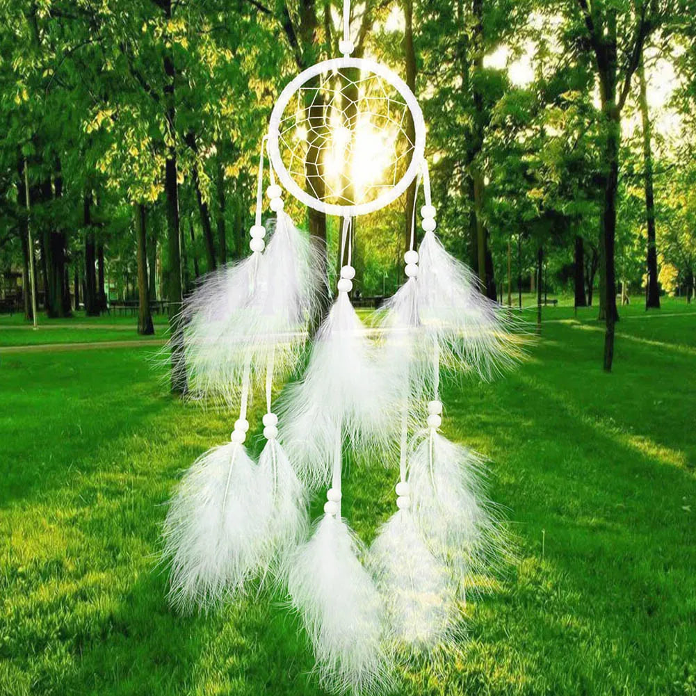 Feather Crafts Dream Catcher Brown Wind Chimes Handmade Dreamcatcher Net for Wall Hanging Car Home Decoration