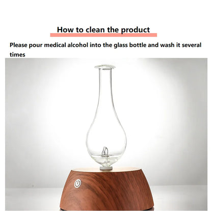 50ML Waterless Essential Oil Pure Diffuser Mini Nebulizer Aromatherapy Wood Glass Household Aroma Diffusers Colorful Night Light