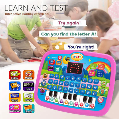 Kids’ Education Tablet Toy, Age 3+ Literacy Math Music Learning, Doubles as Electronic Keyboard, Birthday Christmas Gift
