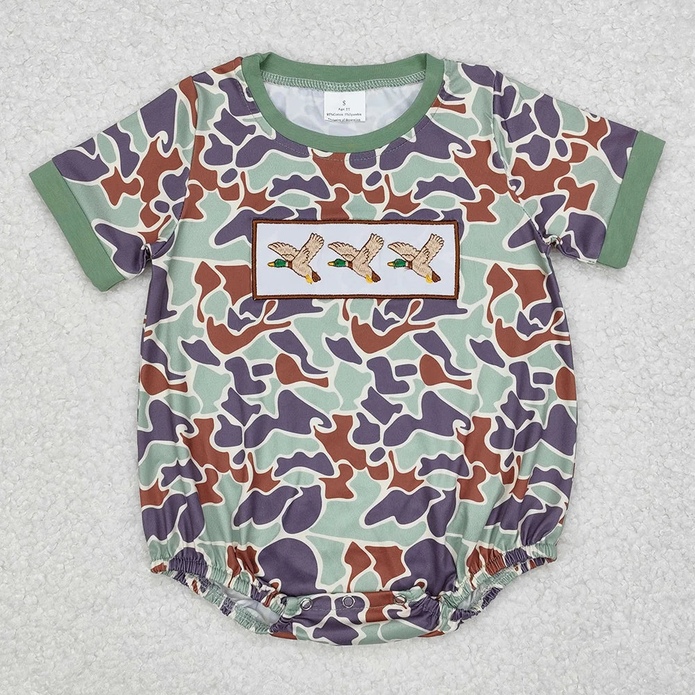 Hot Sale Baby Infant Boys Rompers Onesie Camo Duck Short Sleeve Rompers Boutique Kids Designer Clothes Boys Bubble Rompers New