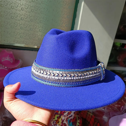 Embroidered three-dimensional flower fedora hat Women's jazz top hat Spring and autumn panama church fashion elegant wedding Hat
