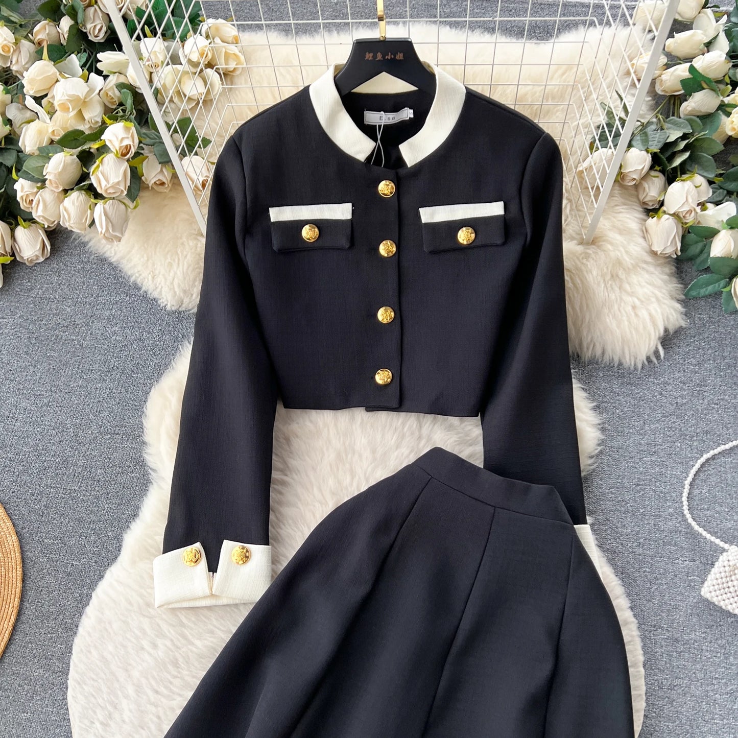 Women Two-Piece Sets Sexy Long Sleeve Single Breasted Top and High Waist Slim Skirt Korean Fashion Casual Autumn Winter Clothing