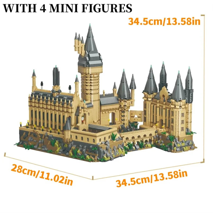 Creative Medieval Magic Castle MOC Micro Bricks School Architecture Palace Model Building Blocks Set Gifts for Kid Assembly Toys