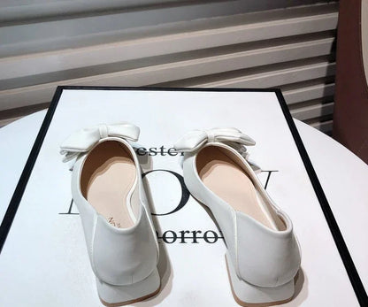 Shoes for Women Low Heel Elegant Woman Pumps Pointed Toe With Bow Fashion Summer 2024 Footwear Discount Shoe Slip On Wholesale