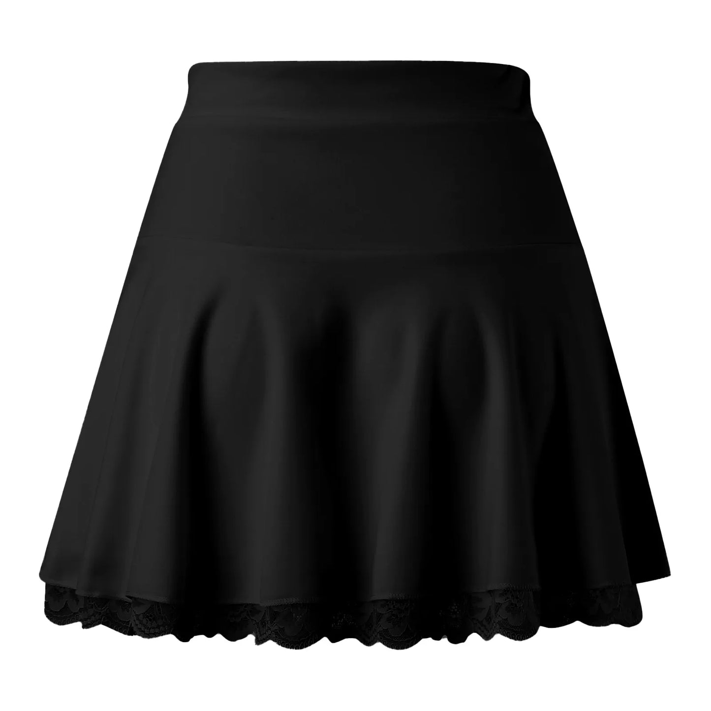 Lace Bottom Patchwork Double Layer Short Skirt For Women Slim High Waist Black Skirt Fladas Sport Workout White Pleated Skirt
