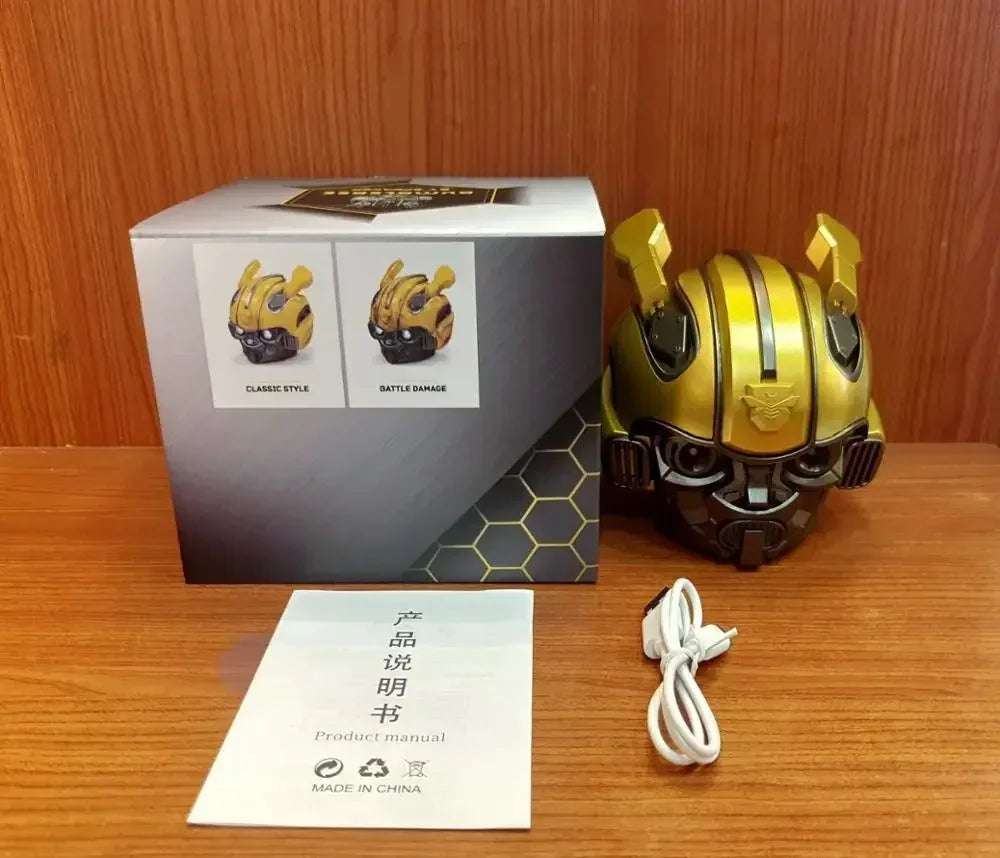 Transformers Bluetooth Speaker Bumblebee Helmet H2 With FM Radio Mini Subwoofer Speaker Portable Cartoon LED Support TF For Kids