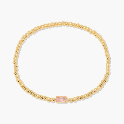 Minimalist style twelve month birthstone women's bracelet, stainless steel, electroplated 18K gold color protection