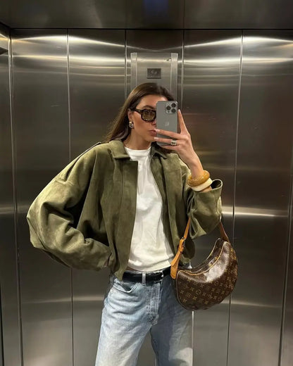 Women's 2025 new Jackets Autumn Fashion Loose Bat Sleeves Elegant Women's Jackets Chic Street Youth Autumn Long Sleeves Coats