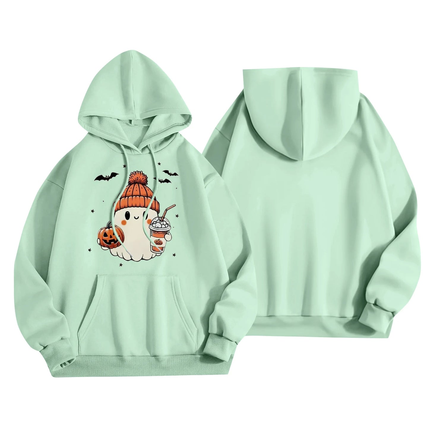Women Halloween Printed Hoodie Casual Long Sleeve Sweatshirt Fashion Oversize Pullover Cozy Winter Streetwear Chic Loungewear