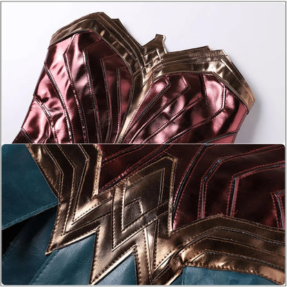 Anime Wonder Cosplay Women Dress for Diana Cosplay Costume One Set Women Brown Top Faux Leather Corset PU Leather Battle Suit