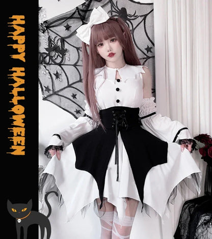 Halloween Maid Costume Cosplay Cute Sexy Costume Black And White Uniform Apron Dress Cute Bow Carnival Stage Performance Costume
