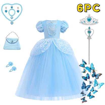 Kids Cosplay Costume Girl Summer Pageant  Fantasy Children Cinderella Carnival Clothes Princess Birthday Dress 2-10 Year