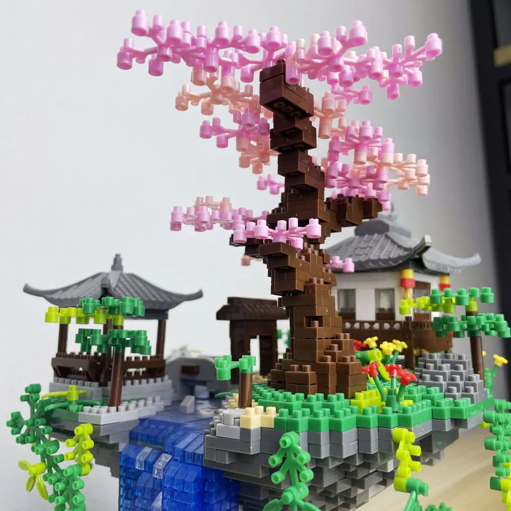 Taohuatan Lake Themed Micro Brick Building Blocks Set Adult Creative Toys Unique Chinese Landscape Model Bricks with LED Light