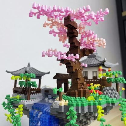Taohuatan Lake Themed Micro Brick Building Blocks Set Adult Creative Toys Unique Chinese Landscape Model Bricks with LED Light