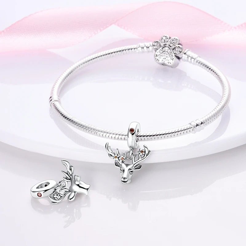 Halloween Christmas 925 Silver Charms Fit Original Bracelet For Women Jewelry Snow Christmas Tree Santa Claus