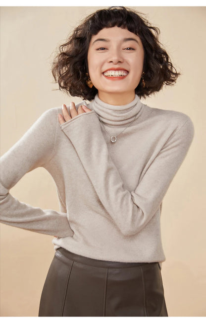 New Women's Cashmere Sweater 100% Pure Cashmere Knitted High Collar Hoodie Hot Selling Soft Solid Color Women's Top