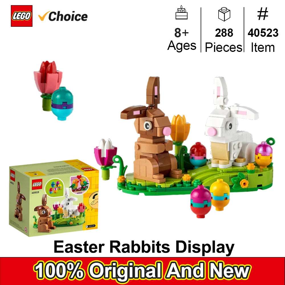 LEGO  40523 Easter Rabbits Display Building Toy Set, Includes Colorful Easter Eggs and Tulips, Easter Decorations