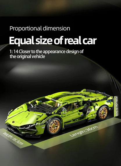 Technology Racing Car Block Model 1280PCS+ 1:14 Motion Speed Car Model Mechanical Super Block Assembly Toy Children Adult Gifts