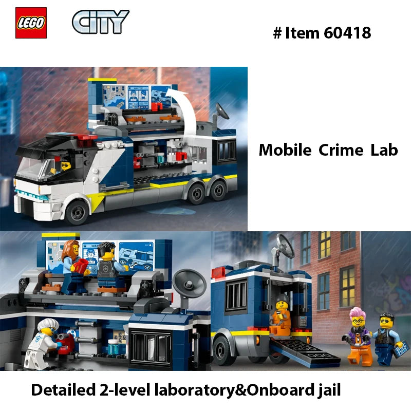 LEGO 60418 City Police Mobile Crime Lab Truck Toy, Pretend Play Police Toy,  Police Truck Toy for Kids Ages 7 Plus