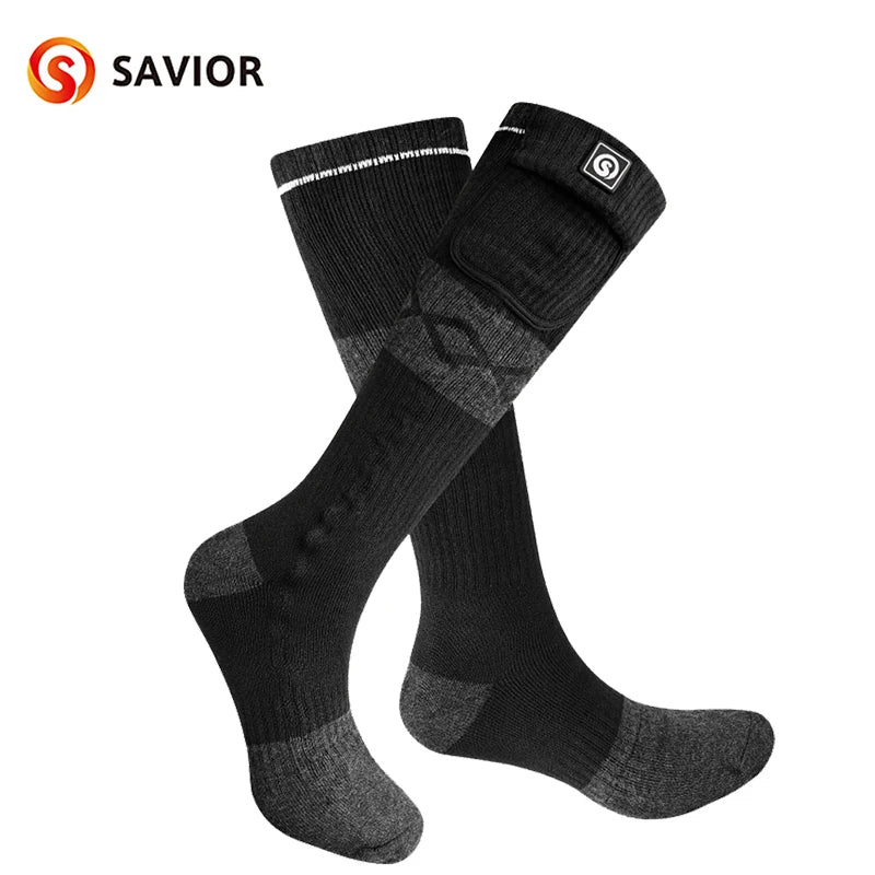Savior Winter Heated Socks Rechargeable Heating Socks for 2200mah Heated Socks Warmth Outdoor Heated Boots Snowmobile Winter Ski