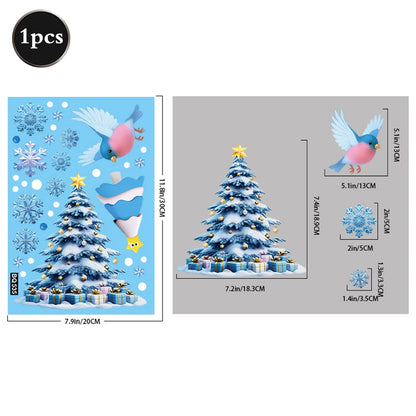 Christmas Window Static Clings Snowman Santa Claus Snowflake Reindeer Cute Xmas Decoration Decal Sticker Home Ornaments Supplies