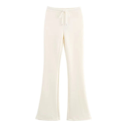 HH Women Casual Solid Coat Flared Pants Suits Long Sleeve Zipper Bomber Jackets 2025 New Fashion Lady Chic Outfit 2 Piece Set