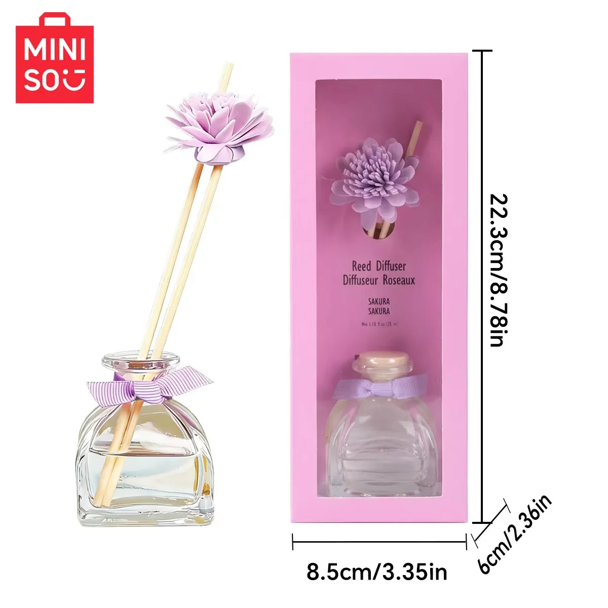 MINISO Minimalist Floral Art Series Non Fire Aromatherapy Gardenia Long lasting Home Air Freshener Decoration Fragrance