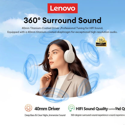 Lenovo TH30 Gaming Wireless Bluetooth Headset Long Battery Life Sports Over-Ear Headphones HIFI Stereo Sound Earbuds 40MM New