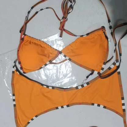 Summer Sexy Solid Color Women's Bikini Bra Thong 2 Piece Swimsuit Beachwear Brazilian Swimsuit Women's Lace-Up Side Biquini New