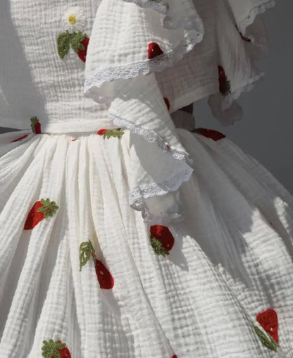 Spring And Summer New Fashion Ruffle Edge Long Sleeved Printed Shirt + Elastic Waist Short Skirt Set For Women,4 Colors