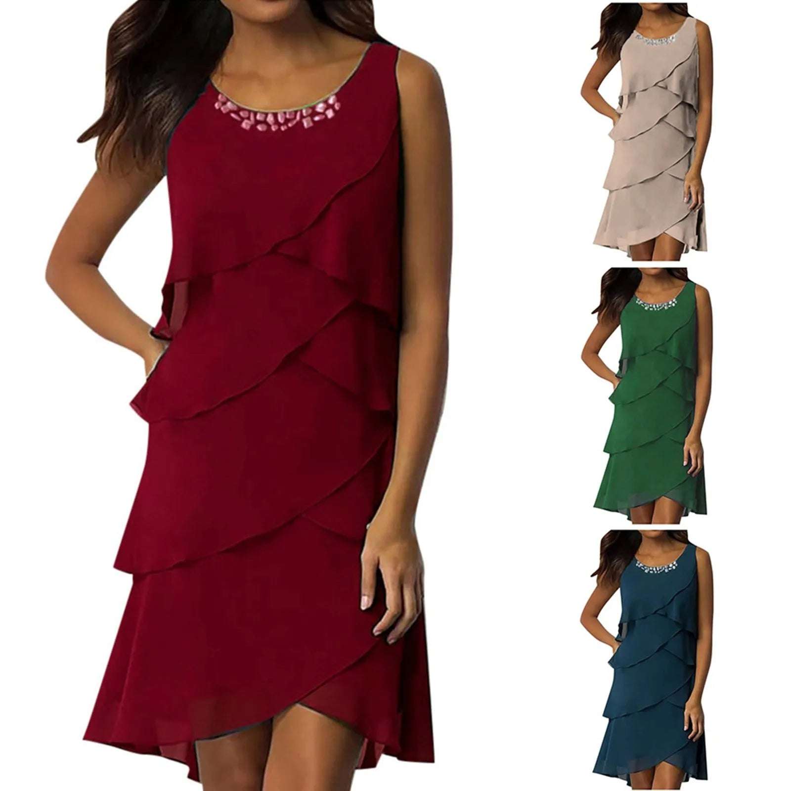 Dresses For Wedding Guest "Women'S Casual Dress | Fashionable Sleeveless Maxi Dress With Diamond Vestidos Verano Moda 2024