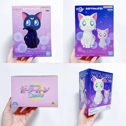 Bandai Original Bp Theatrical Version Sailor Moon Eternal Cosmos Sofvimates Luna Diana Artemis Anime Action Figures Toys Gifts