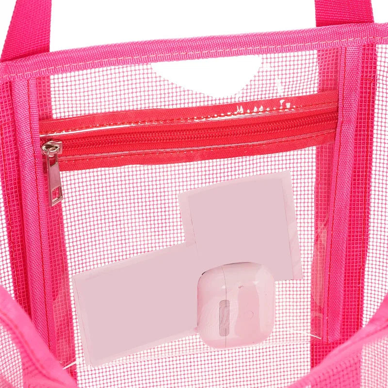 Pink Fashion Large Capacity Mesh Women'S Beach Bag Shoulder Bag  Handbag