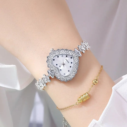 Heart Shape Small Dial Women's Bracelet Watch Quartz Wristwatch Retractable Chain Strap Watch Wholesale  relogio reloj mujer