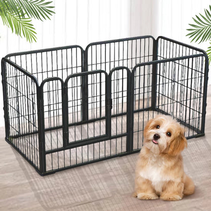 6 Panels Foldable Pet Playpen with Door Heavy Duty Dog Puppy Playpen Exercise Puppy Kennel Cage for Dog Cat Rabbit Pet Exercise
