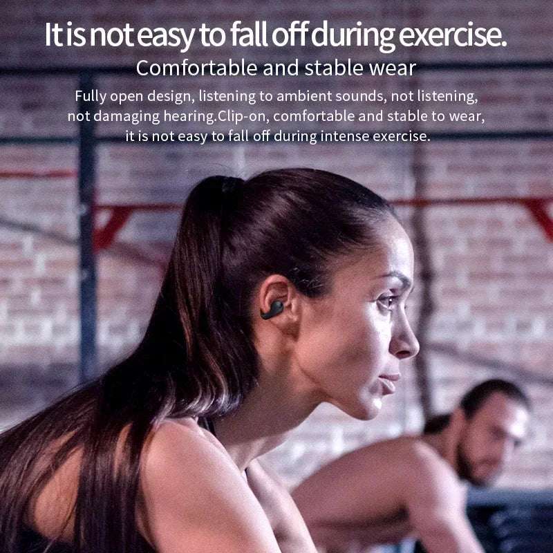 T75 Sport Bone-Conduction Bluetooth 5.3 Earphones HiFi Sound Wireless Headphones Earclip Waterproof Open Ear Headset Earring