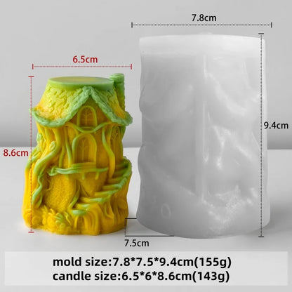 3D Embossed Tree House Silicone Candle Mold DIY Fairy Tale Forest House Aromatherapy Concrete Gypsum Mold Christmas Gift