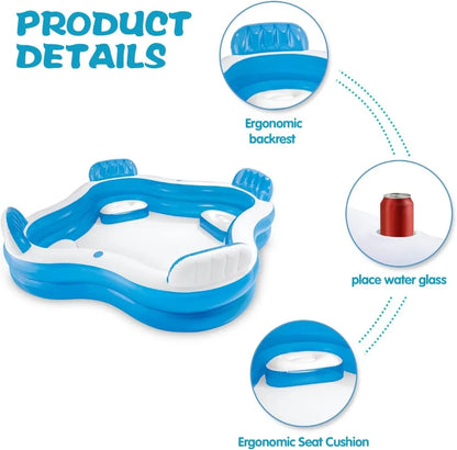 Inflatable Pool Kids for Adult - 90" 90" 26" ,Giant Large Blow up Pool for Indoor Garden Summer Water Party