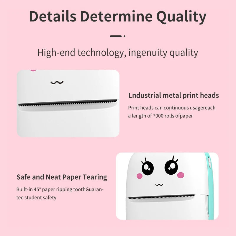 ZWN Portable Bluetooth Mini Printer Mobile Phone Photo Title Note Print Pocket Student Error Label Printer for Children's Gifts