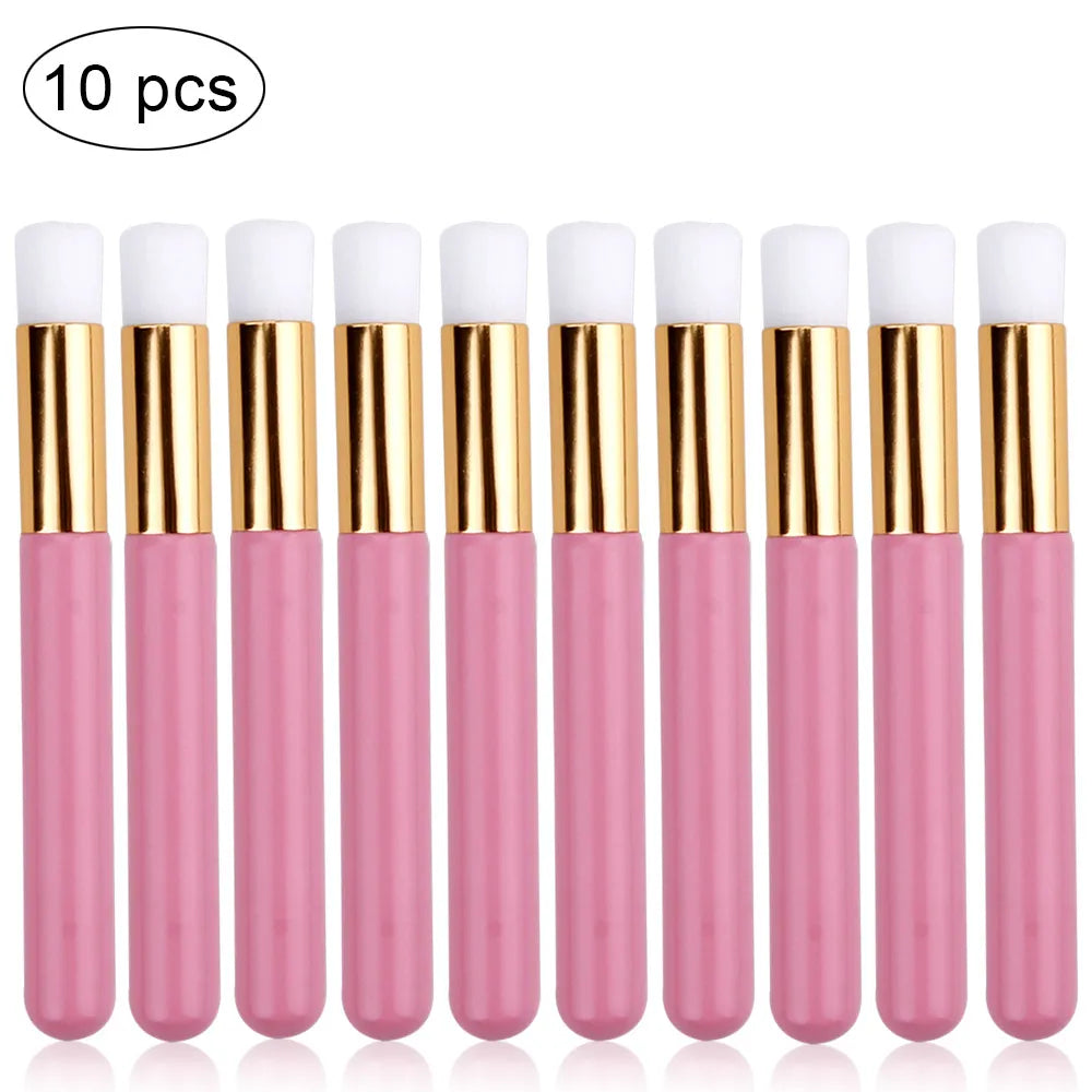 EtherealBe 10 pcs makeup brush set for eyelash care with soft bristles and pink handles