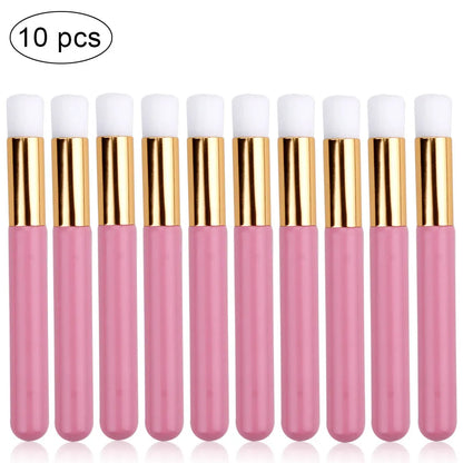 EtherealBe 10 pcs makeup brush set for eyelash care with soft bristles and pink handles