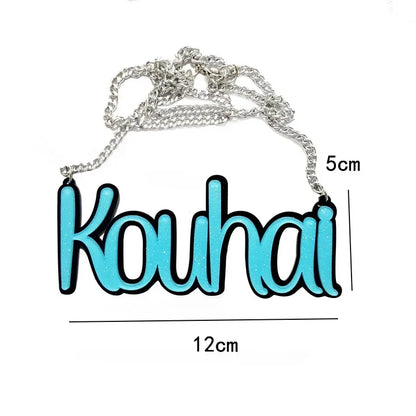 EtherealBe Halloween black letter necklace with a stylish turquoise design and silver chain