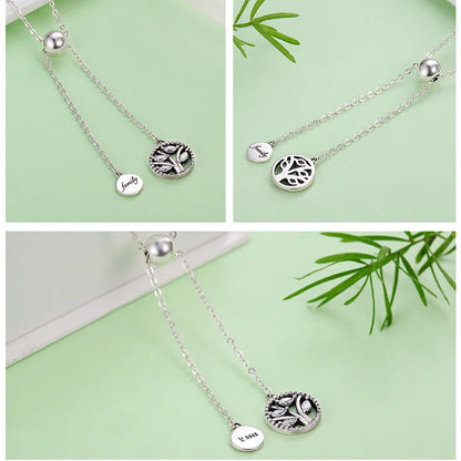 Bamoer 42cm Real 925 Sterling Silver Tree of Life Pendent Necklace for Women Stylish Engagement Wedding Necklace Fine Jewelry