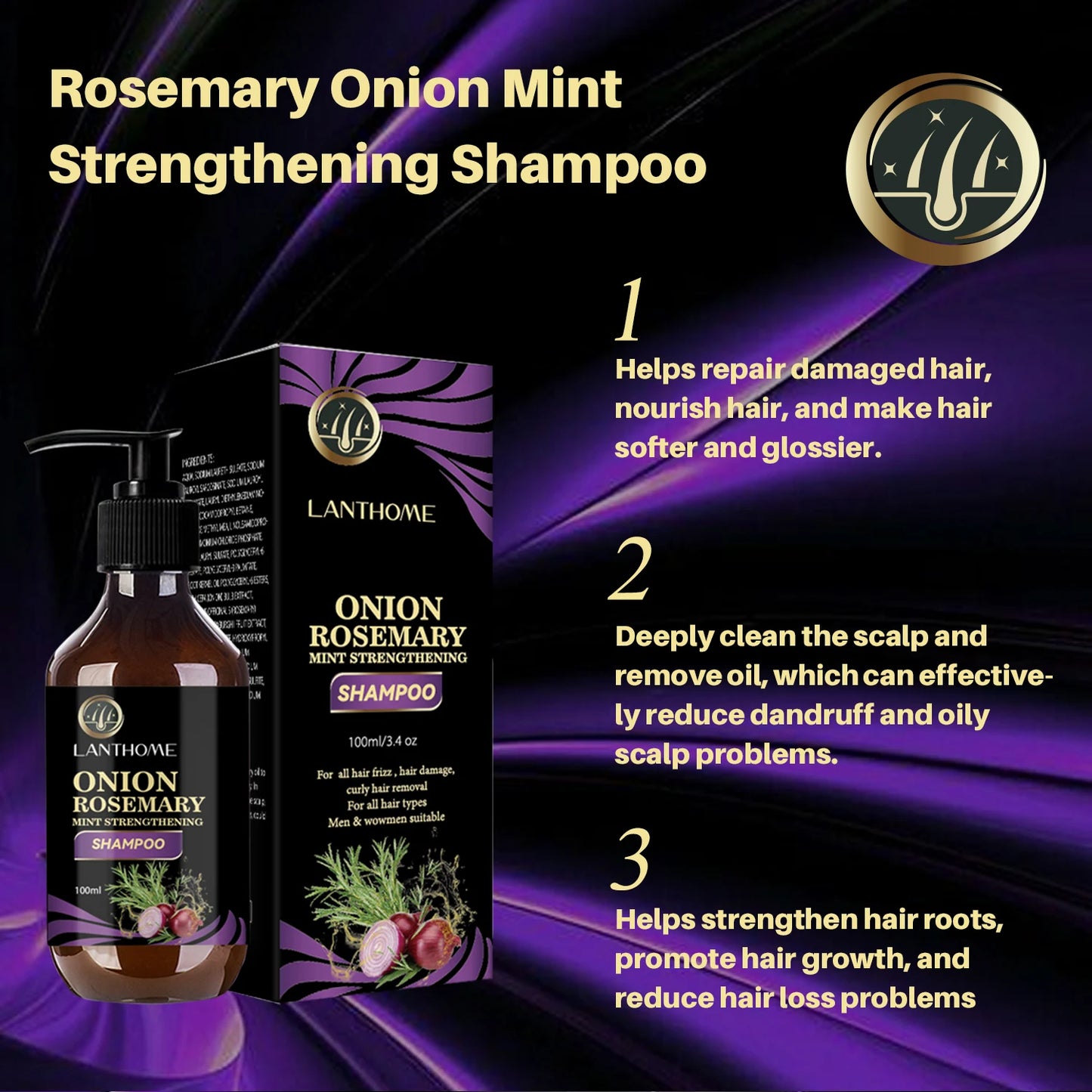 Hair Shampoo For Fast Hair Growth Rosemary Onion Hair Regrowth Shampoo Anti Hair Loss Effective Within 7 Day Hair Care Spray