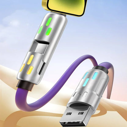 PD 240W 4-in-1 Multi Port Fast Charging Cable 3A USB/C To Type C/Phone Fast Sync Charger Adapter Compatible with Laptop/Tablet