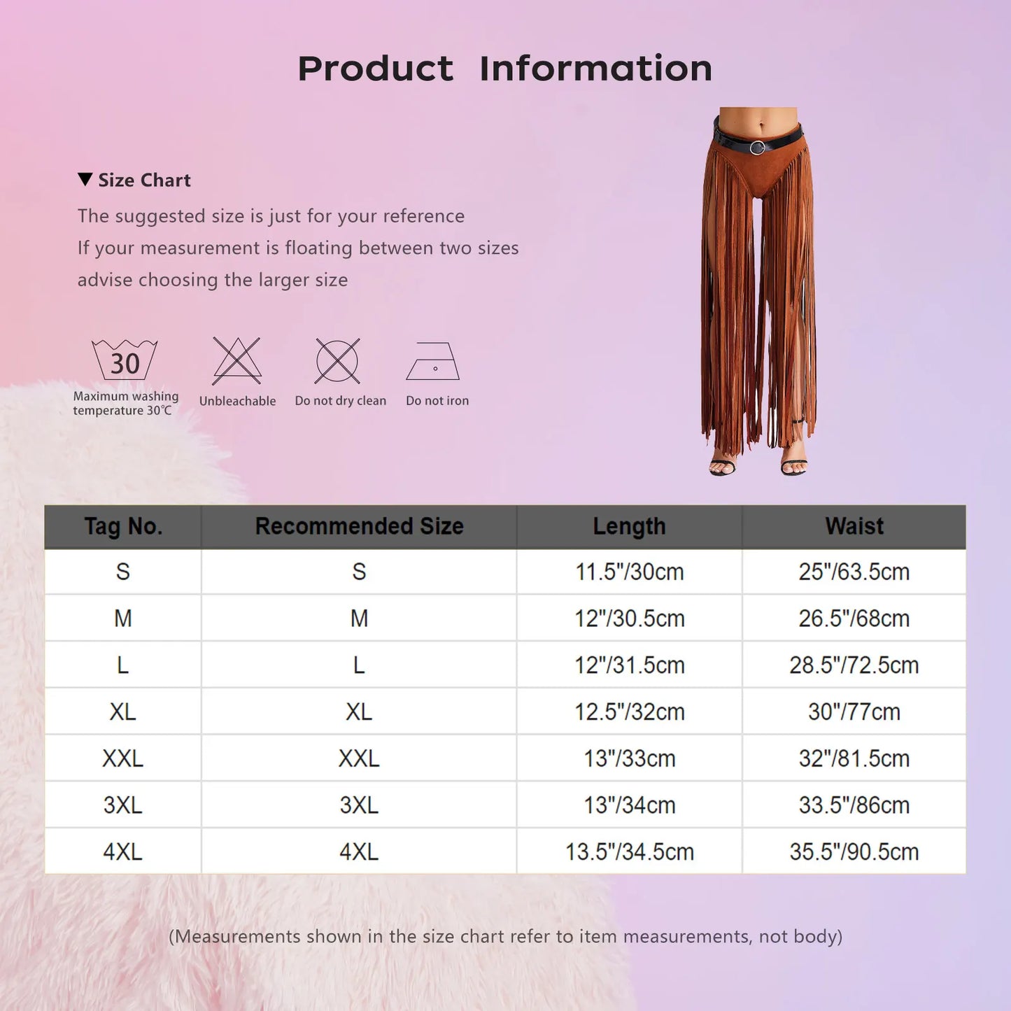 Womens Hippy Cosplay Costume High Waist Suede Underwear with Long Tassels And Belt Halloween Dress Up 70s Disco Costume