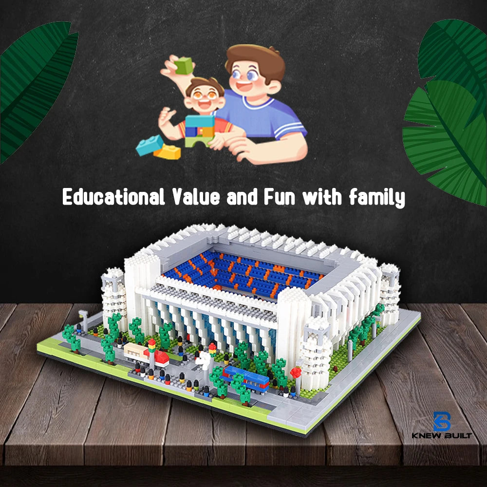 Madrid Style Soccer Stadium Model Micro Mini Diamond Block Kit Kids Adult Assemble Barcelona Football Field Brick Set Puzzle Toy
